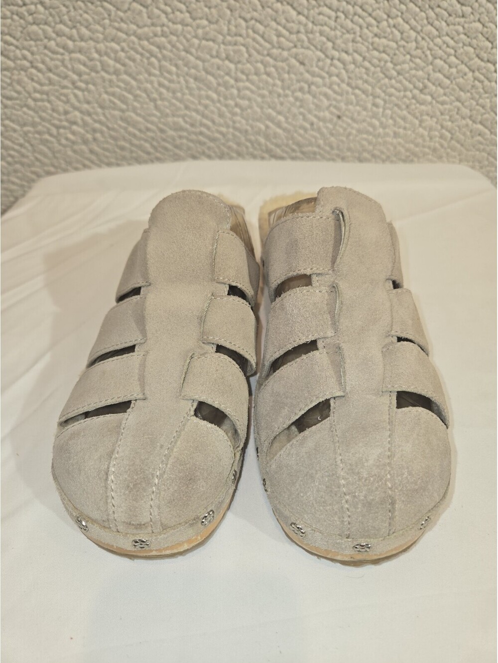 Ugg Australian Beige Suede Sheepskin Insole Strappy Backless Sandels Size U.S. 8